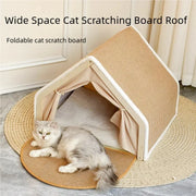 Semi-enclosed tent bed interior of sisal cat villa