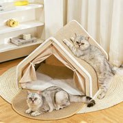 Yellow sisal cat scratch villa side view