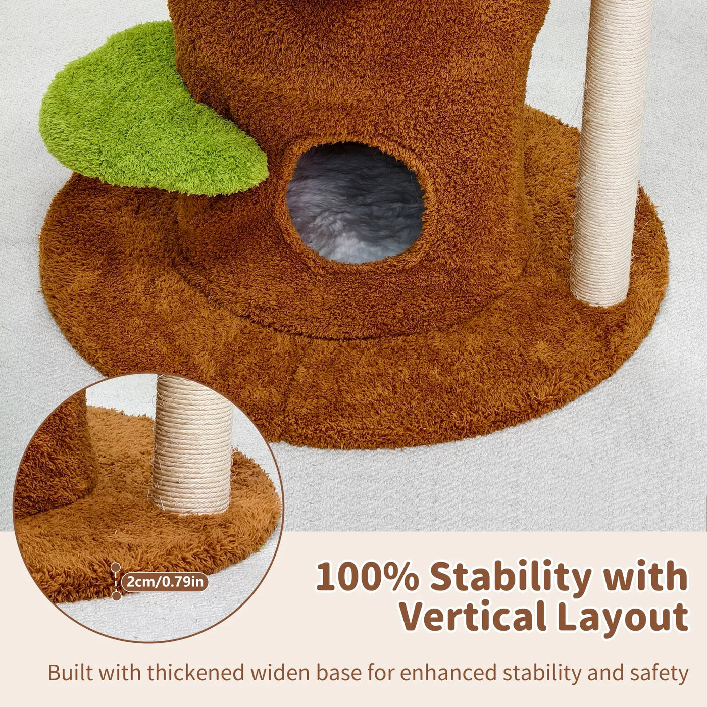 Green cat tree tower structure detail