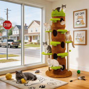 Tall green cat tree tower product view