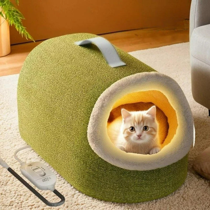 Temperature control heated cat house with adjustable warmth settings