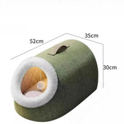 Enclosed heated cat house showing entrance and structure