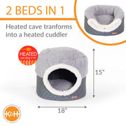 Compact heated cat nest bed for snug sleepers