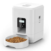 White automatic dry food cat feeder with timer and portion control