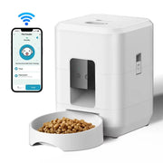 White WiFi automatic cat feeder with app-controlled feeding timer