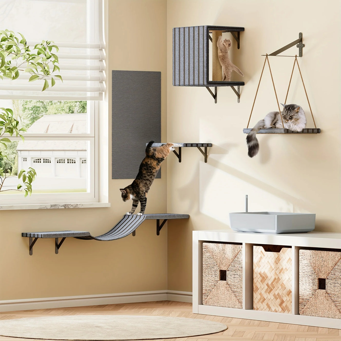 TOMNK wall mounted cat climber set for vertical enrichment