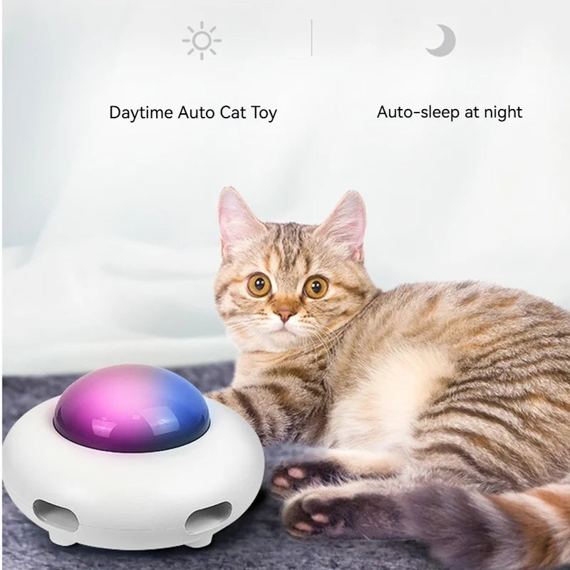 Automatic spinning cat toy for chase and pounce play