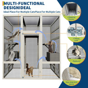 Human-height walk-in cat enclosure in grey