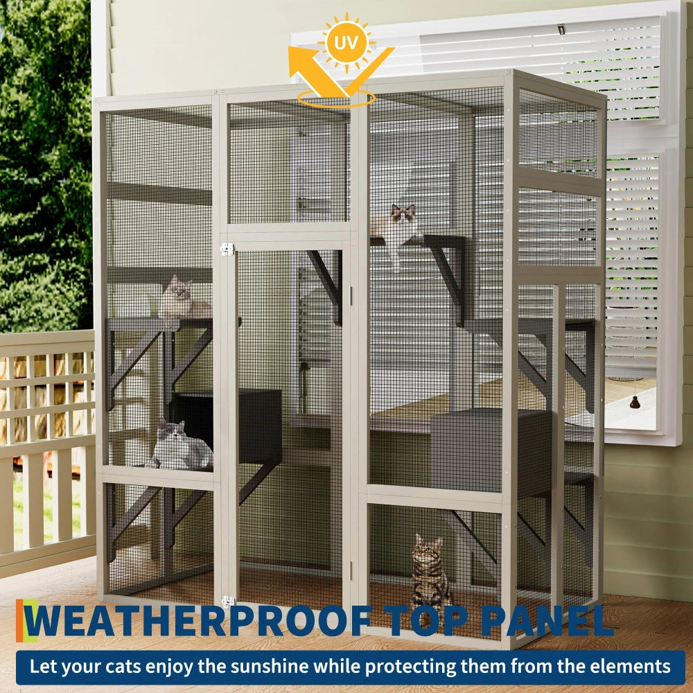 Rest boxes inside walk-in outdoor catio