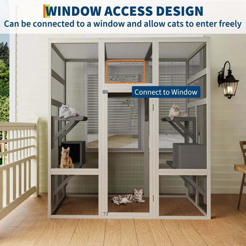 Walk-in catio door and mesh detail