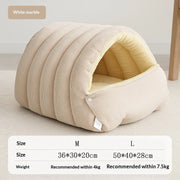 Enclosed heated cat house for den-loving indoor cats, detail view